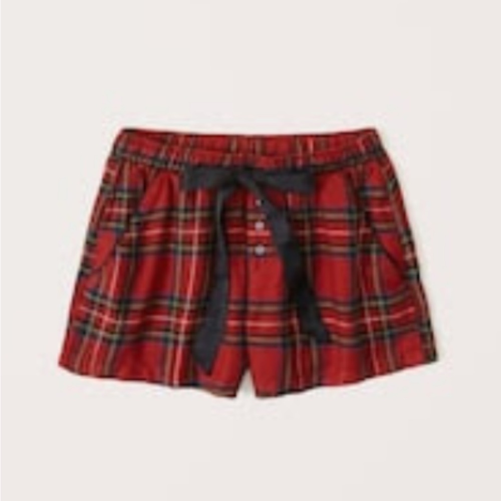 NWT Abercrombie Flannel Red Plaid Sleep Shorts XS